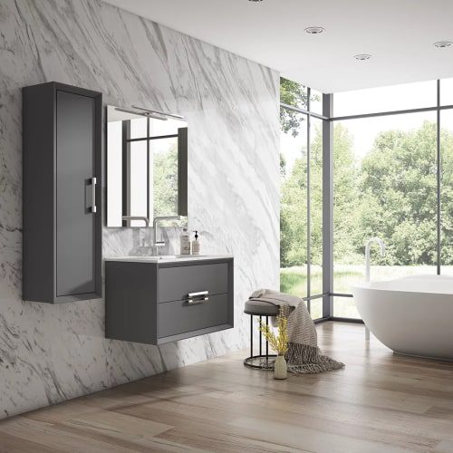 Conjunto mueble de baño BARI 120 cm suspendido 2 cajones, 2 senos VisoBath  - Maison de Luxe