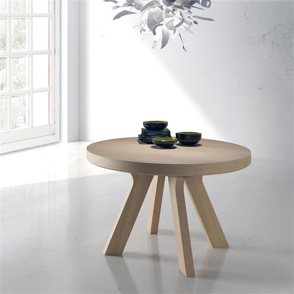 Mesa de comedor extensible INTEMPO cuadrada en madera de haya y tapa en  chapa natural