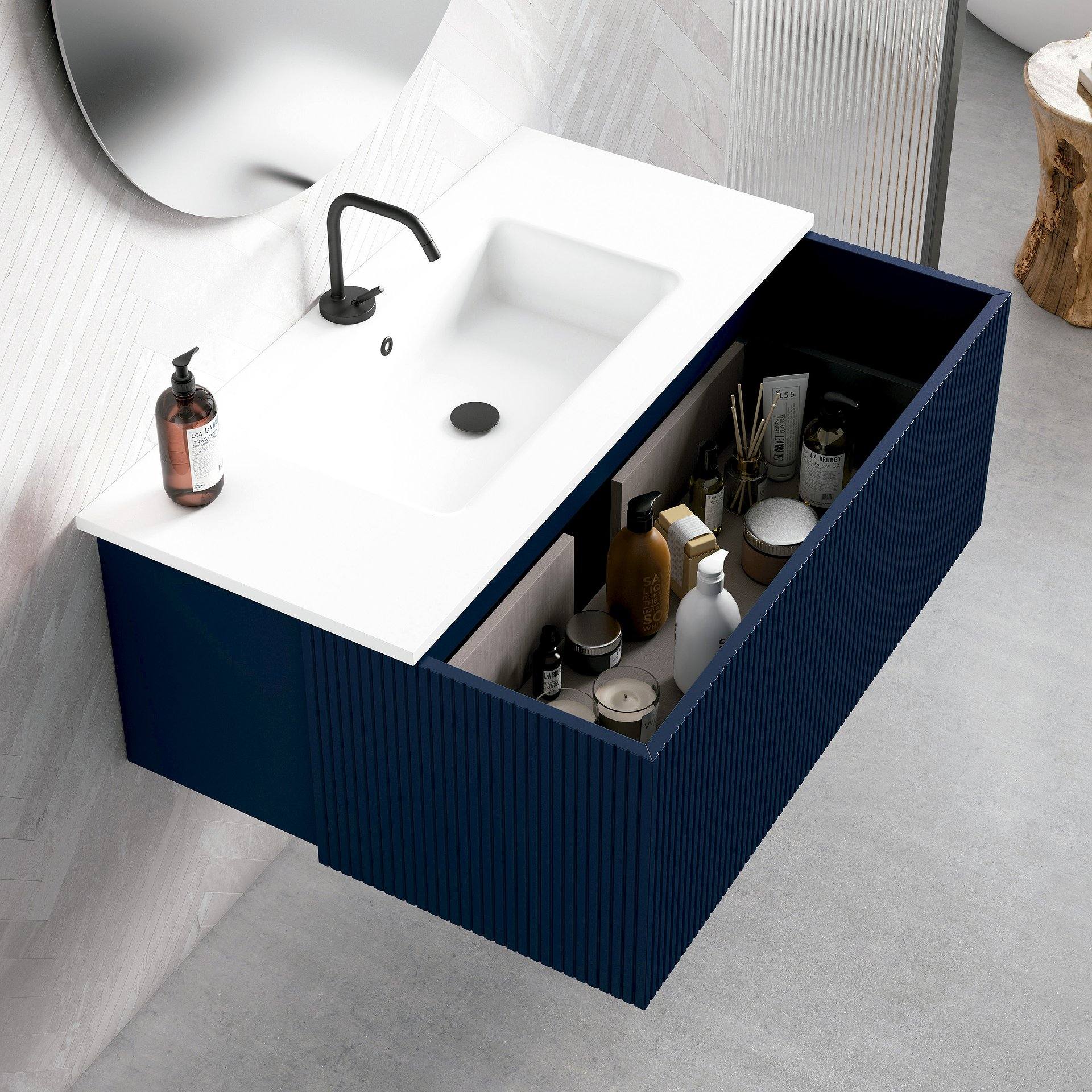 Mueble de baño suspendido 1 cajón con lavabo color Navy Modelo Eleven