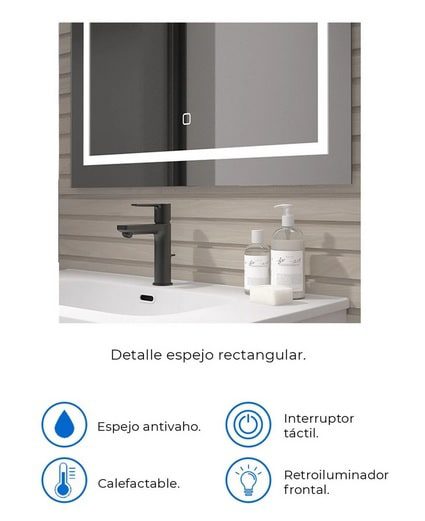 Espejo de baño LED, antivaho con botón táctil regulable y luces de color  ajustables, pantalla de temperatura de tiempo, 19.7 in, 23.6 in, 27.6 in